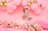 Baby Dressed in Pink Smashing Cake Photography Session at Amazing Baby Studio Malaysia