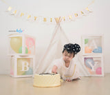 Baby dressed in Minnie Mouse Beautiful Smash Cake Photography Session at Amazing Baby Studio Malaysia